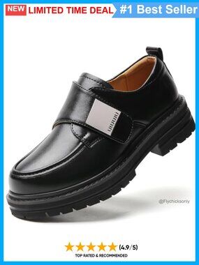Chunky Platform Faux Leather Loafers Hook and Loop Slip-On Shoes